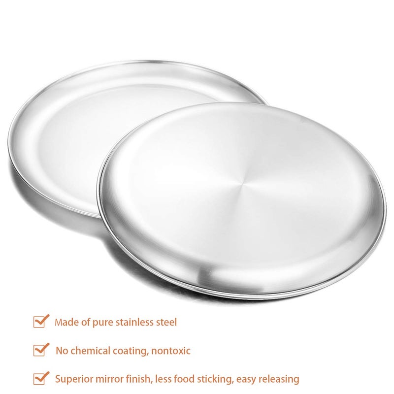 Deedro Stainless Steel Pizza Pan 13Â½ inch Round Pizza Tray Pizza Baking Sheet, Healthy Pizza Baking Pan Pizza Serving Tray Crisper Pan, Dishwasher Safe, 4 Pack - Image 2